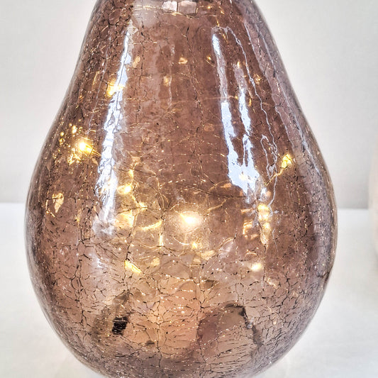 Bronze Crackled Glass LED Pear