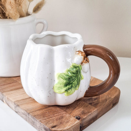 Pumpkin Mug with Leaf & Acorns