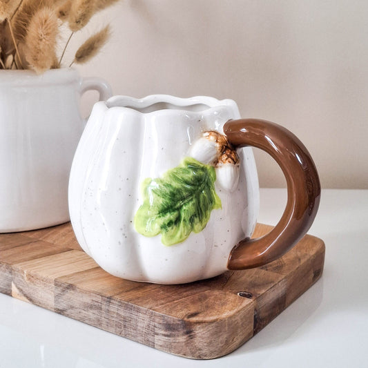 Pumpkin Mug with Leaf & Acorns
