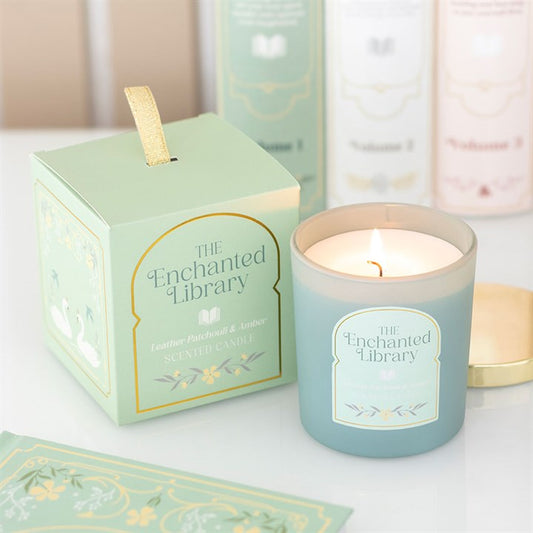 The Enchanted Library Leather Patchouli & Amber Scented Candle