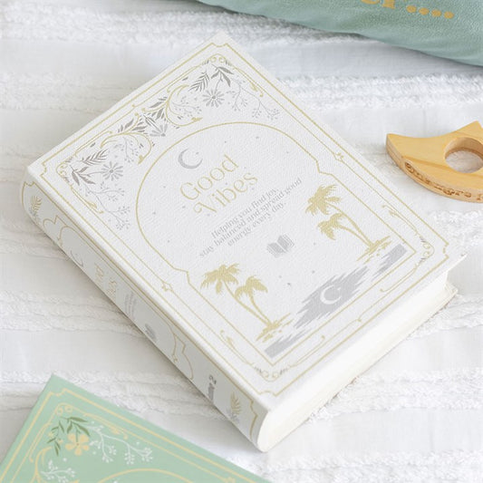 Good Vibes White Book Shaped Storage Box