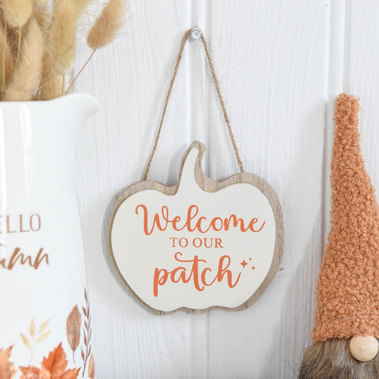 Welcome To Our Patch Wooden Hanger