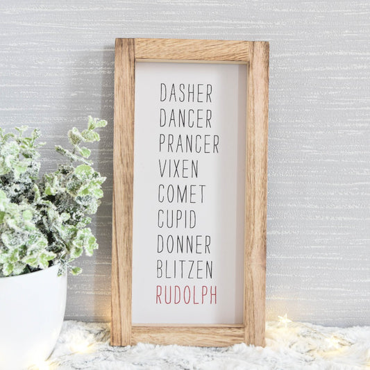 Reindeer Names Wooden Sign