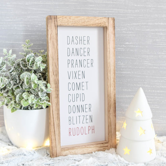 Reindeer Names Wooden Sign