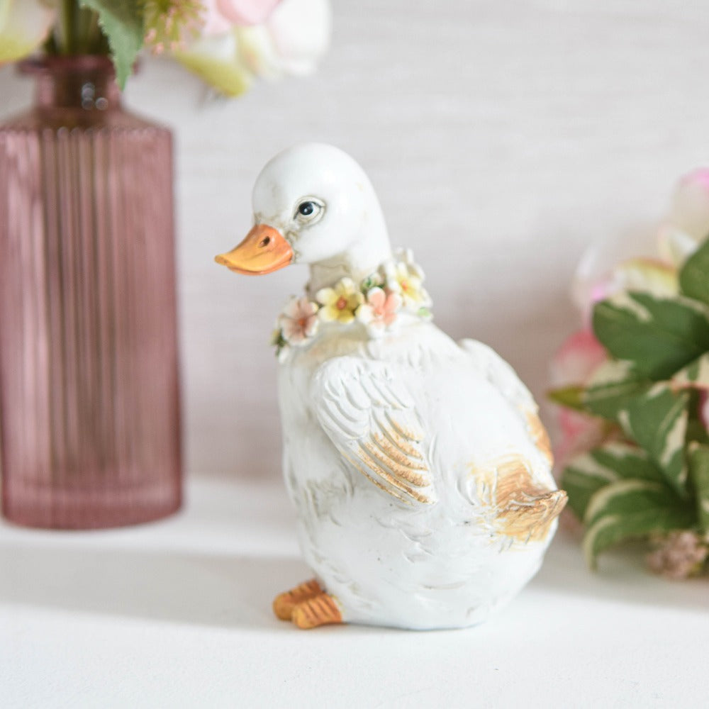 Floral Garland Duck Ornaments Set of 2