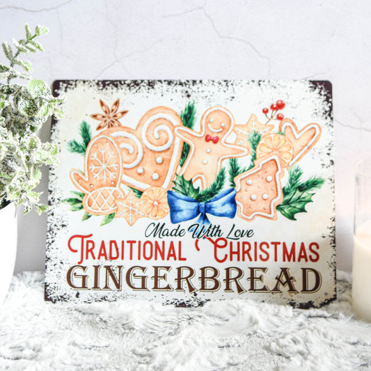 Christmas Gingerbread Vintage Metal Sign