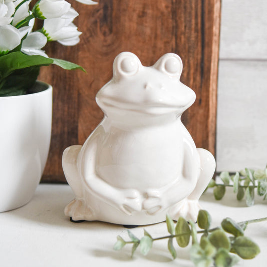 White Ceramic Frog Ornament