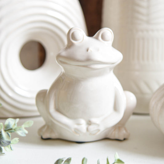 White Ceramic Frog Ornament