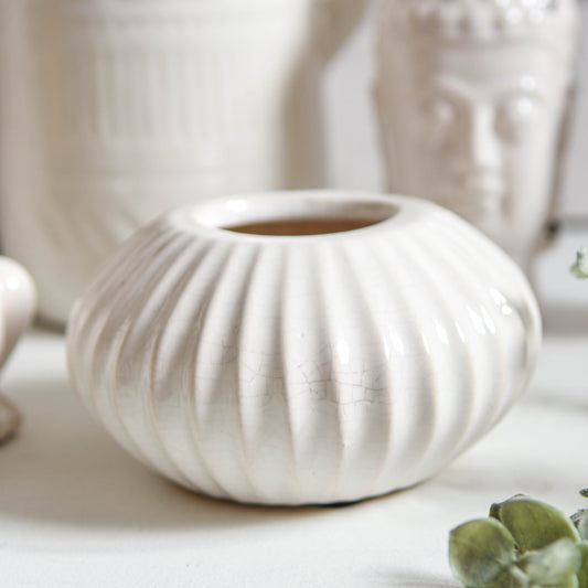 White Sea Urchin Ceramic Pot