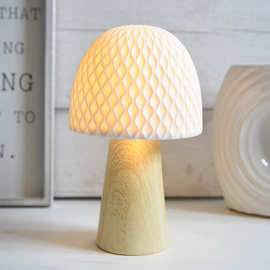 Button Mushroom Porcelain LED Glow Lamp