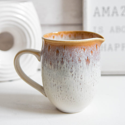 White & Gold Reactive Glaze Jug