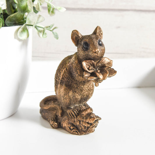 Bronze Mouse with Flower Ornament