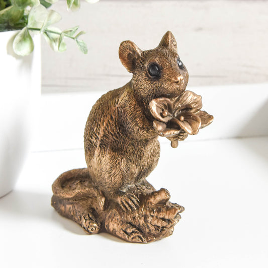 Bronze Mouse with Flower Ornament