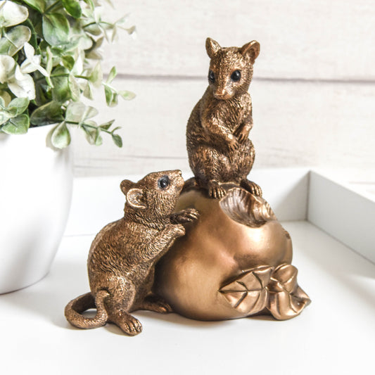 Bronze Mice on Apple Ornament