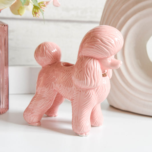 Pink Poodle Taper Candle Holder