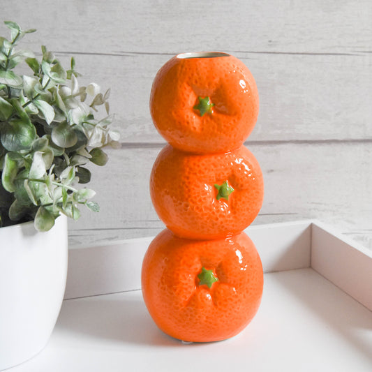 Orange Fruit Stack Ceramic Vase