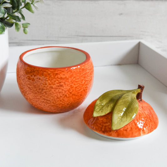 Orange Fruit Ceramic Storage Jar