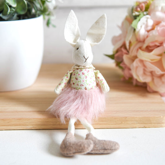 Small Floral Fabric Dangly Leg Bunny