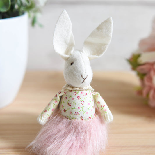 Small Floral Fabric Dangly Leg Bunny