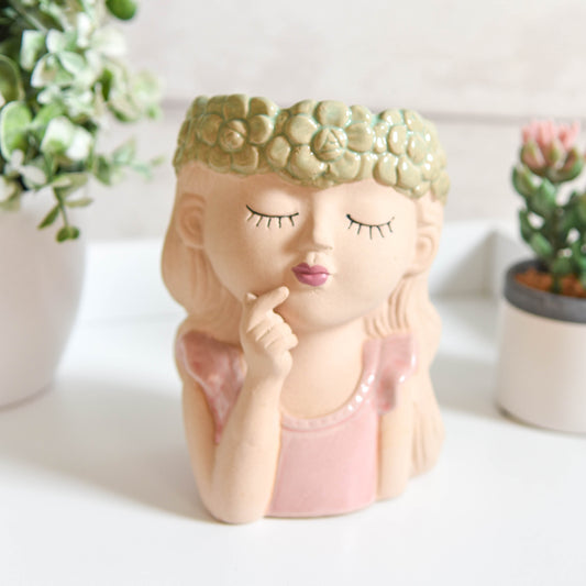 Pastel Boho Girl Planter Pot