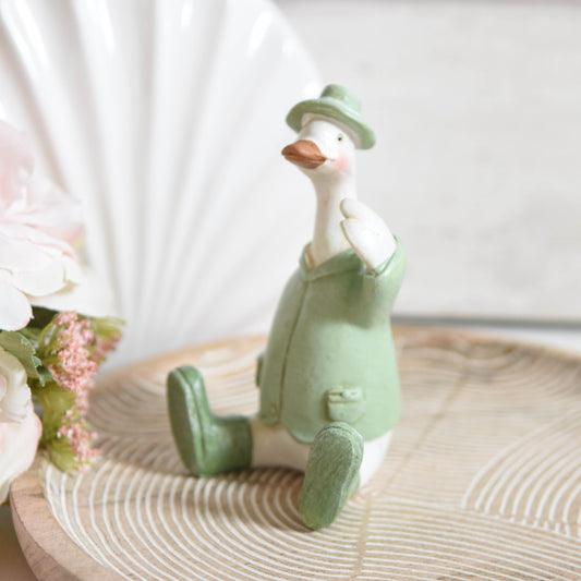 Sage Green Stitting Mini Duck Ornament