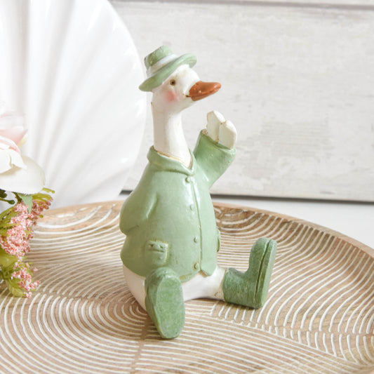 Sage Green Stitting Mini Duck Ornament