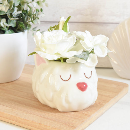 Small Westie Head Indoor Planter