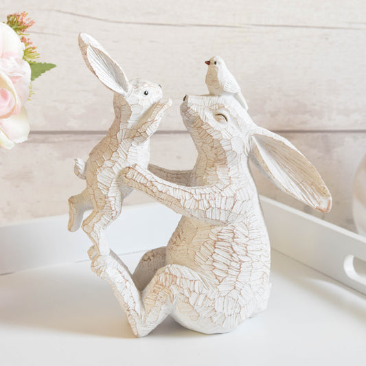 Mum & Baby Rabbit Carved Ornament