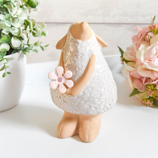 Standing Sheep with Flower Ornament