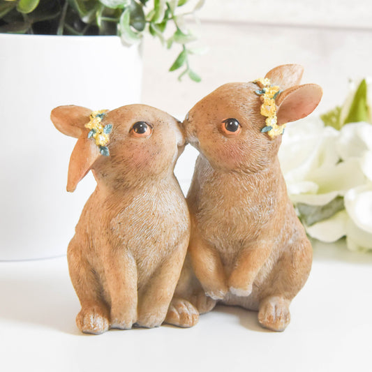 Kissing Flower Crown Bunnies Ornament