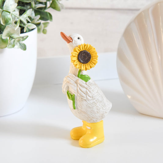 White Duck with Sunflower Ornament