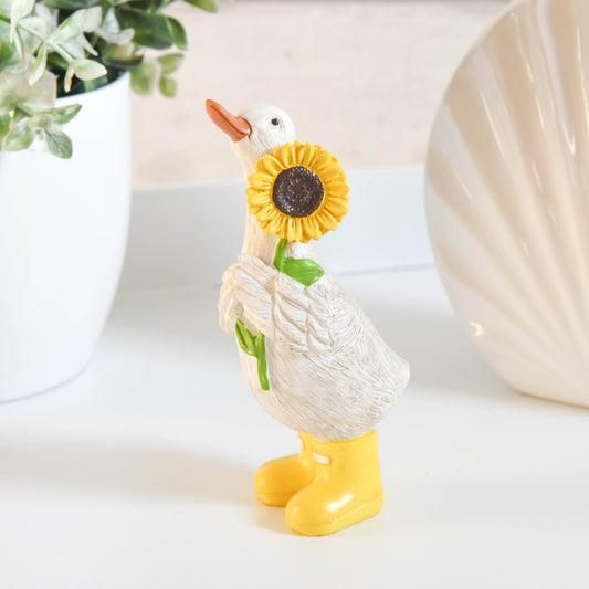 White Duck with Sunflower Ornament