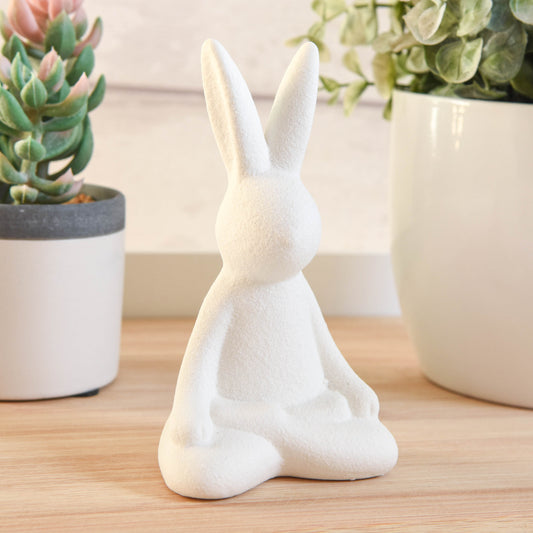 White Sitting Yoga Rabbit Ornament