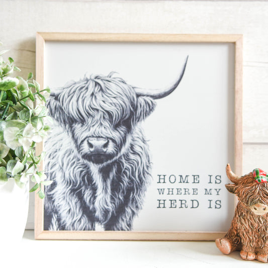 Highland Cow Framed Plaque