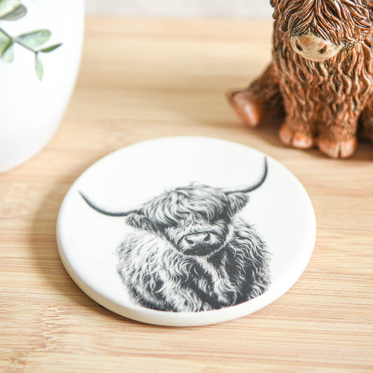 Highland Cow Ceramic Coaster