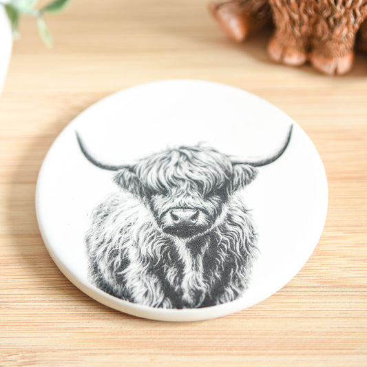 Highland Cow Ceramic Coaster