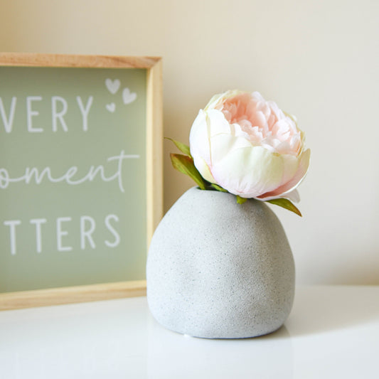 Small Grey Organic Textured Stoneware Vase