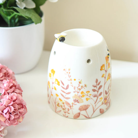 Pink Floral Bee Wax & Oil Warmer