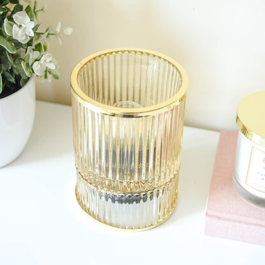 Luxe Gold Lines LED Glass Lamp