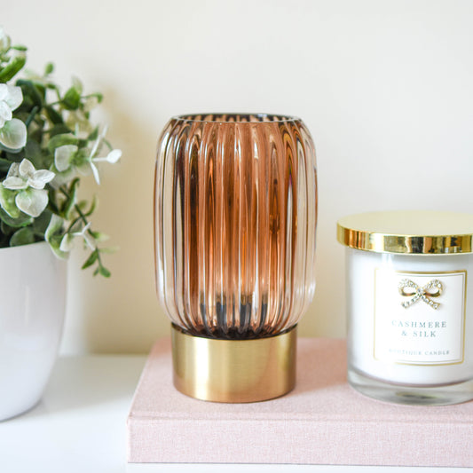 Luxe Bronze Lines LED Glass Lamp