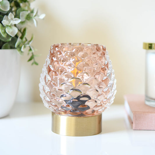 Luxe Pink Pinecone LED Glass Lamp