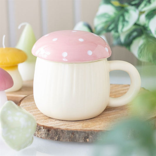 Pink Mushroom Lidded Mug