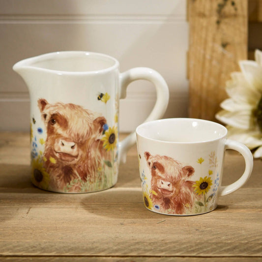Floral Highland Cow Mug