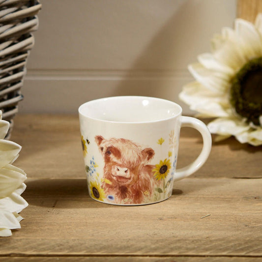 Floral Highland Cow Mug