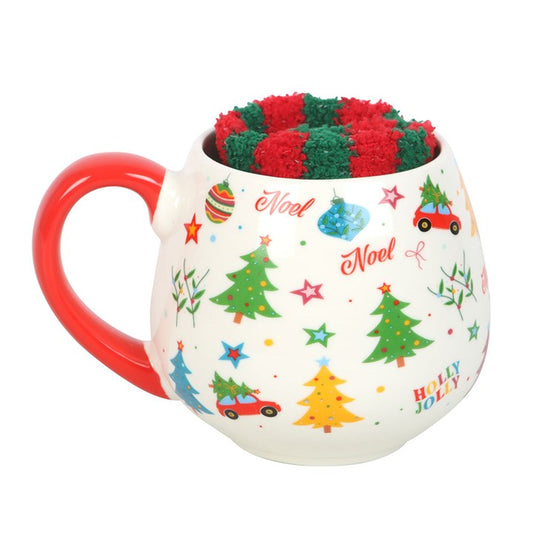 Nostalgic Christmas Print Mug & Socks Set