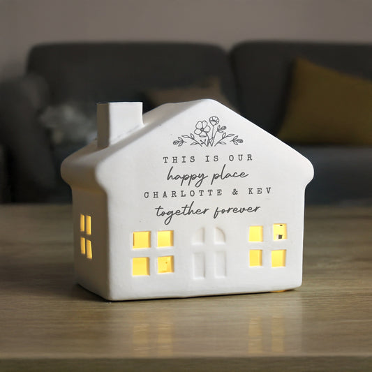 Personalised Floral Ceramic LED House