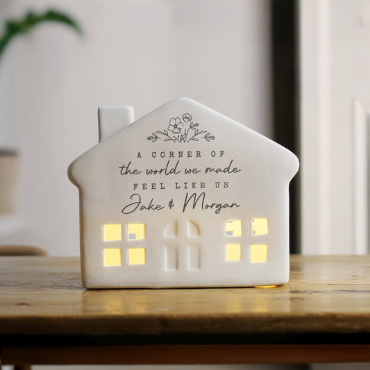 Personalised Floral Ceramic LED House