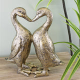 Gold Resin Kissing Ducks Ornament