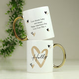 Personalised Hearts Gold Handled Mug