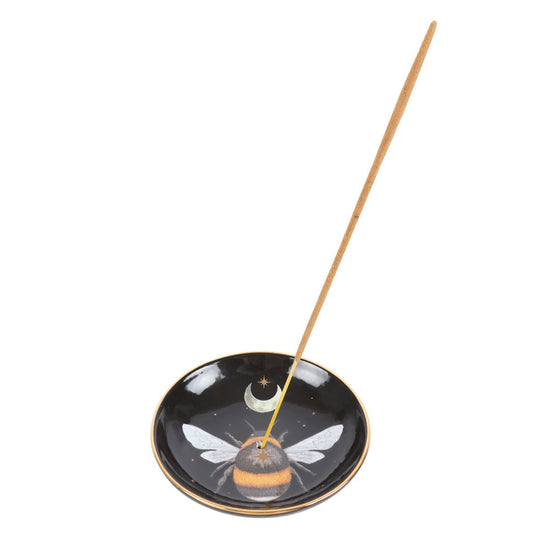 Forest Bee Black Ceramic Incense Plate